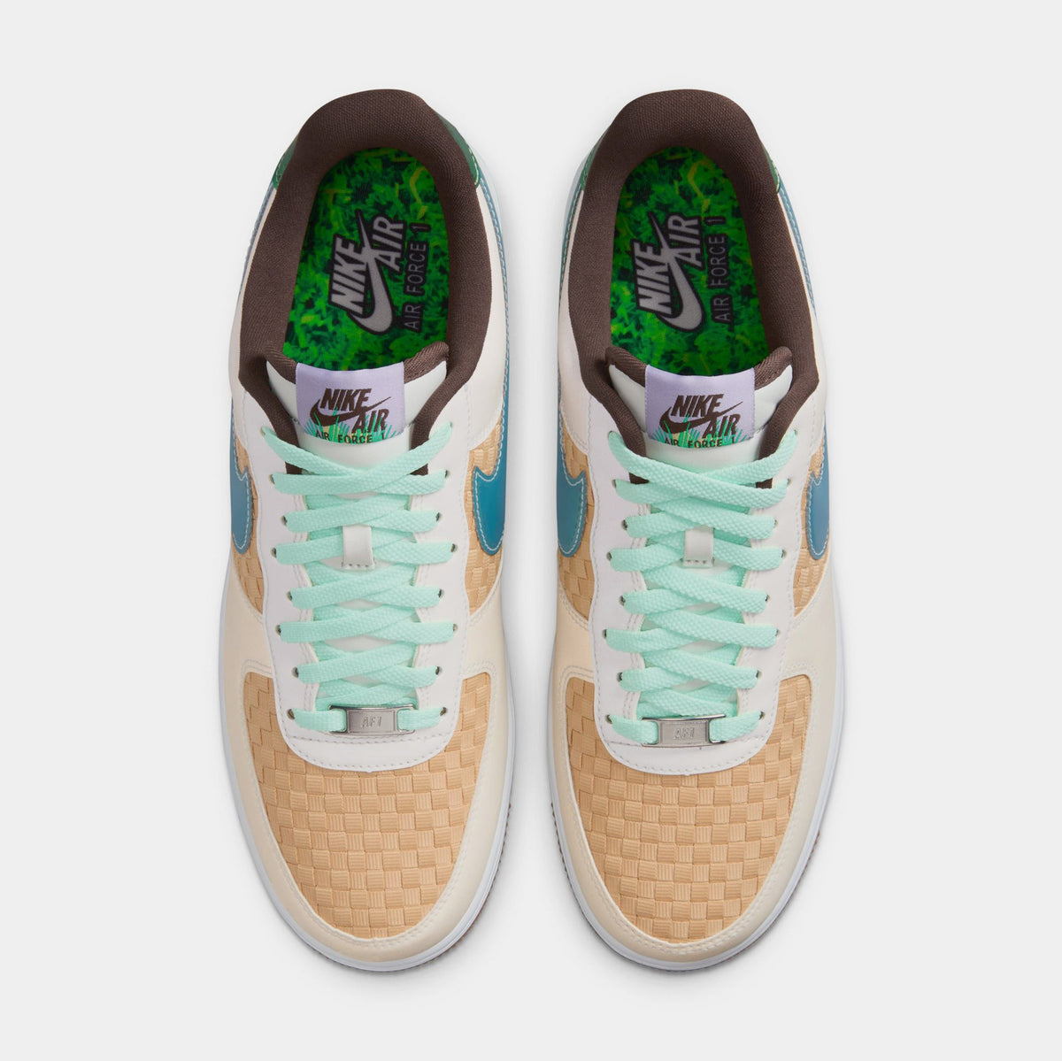 Exclusive Air Force 1 Retro Sesame and White Mens Basketball Shoes (Summit White/Glacier Blue/Mint Foam) — 5 — Side View