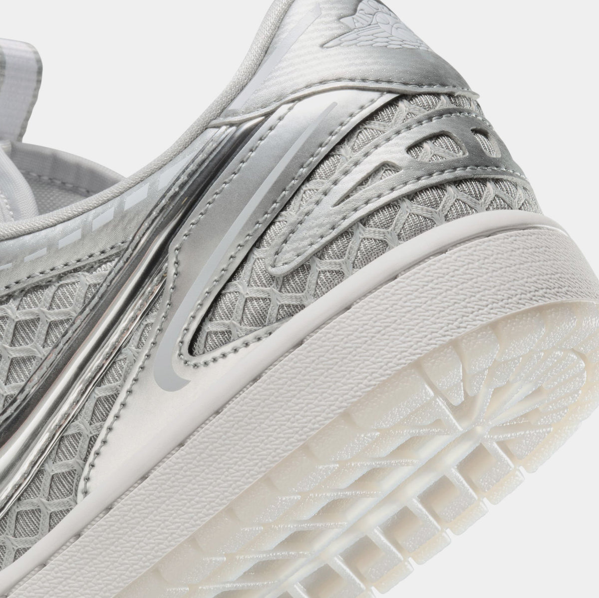 Exclusive Air Jordan 1 Low Method Of Make Womens Lifestyle Shoes (Neutral Grey/White/Pewter Grey/Metallic Silver) — 5 — Top View
