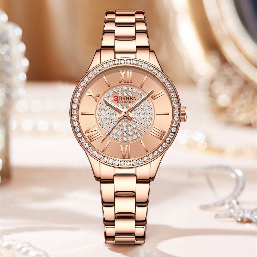 Exclusive Casual Women's Watch — Gold Shell Gold — Front View