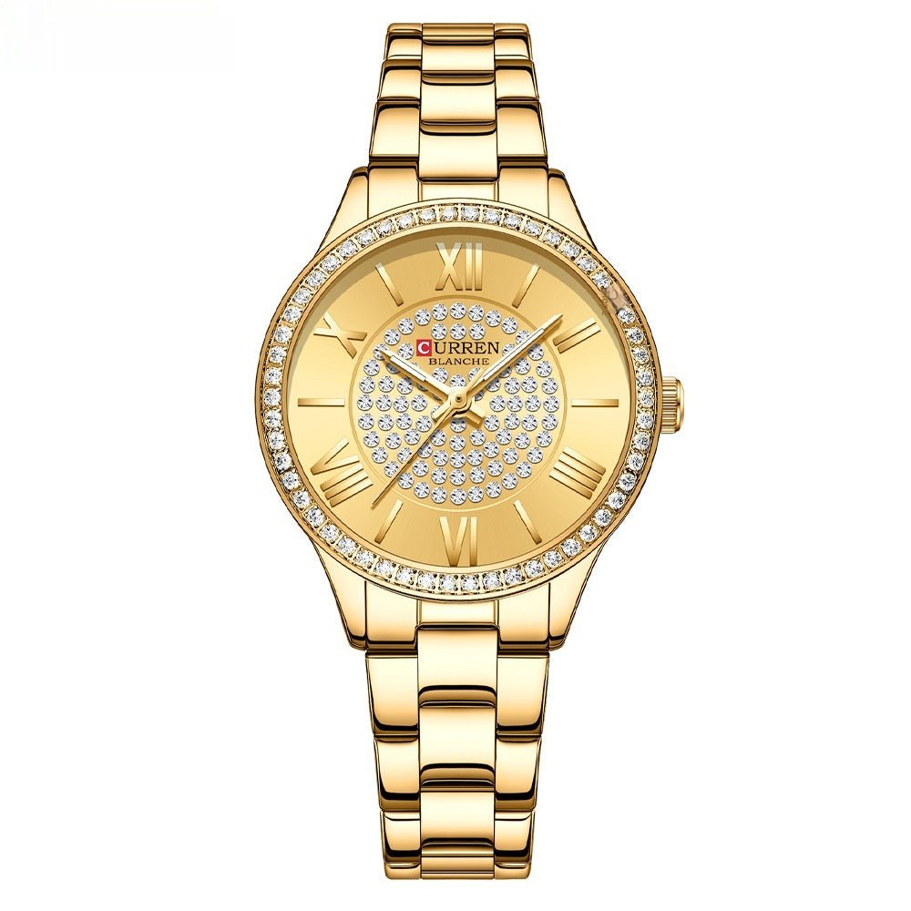 Exclusive Casual Women's Watch — Gold Shell Gold — Side View
