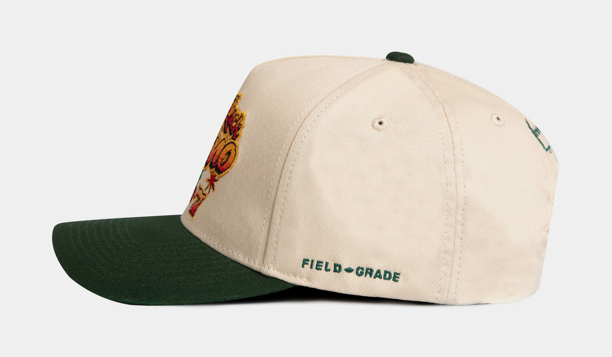 Exclusive Bad Luck Casino Snapback Mens Hat (Beige/Green) — OS — Back View