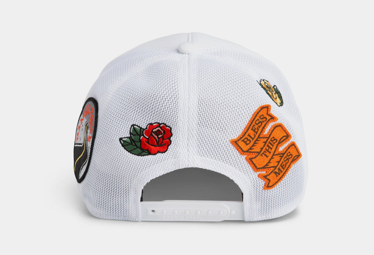 Exclusive Poke The Bear Trucker Mens Hat (White/Black) — OS — Back View