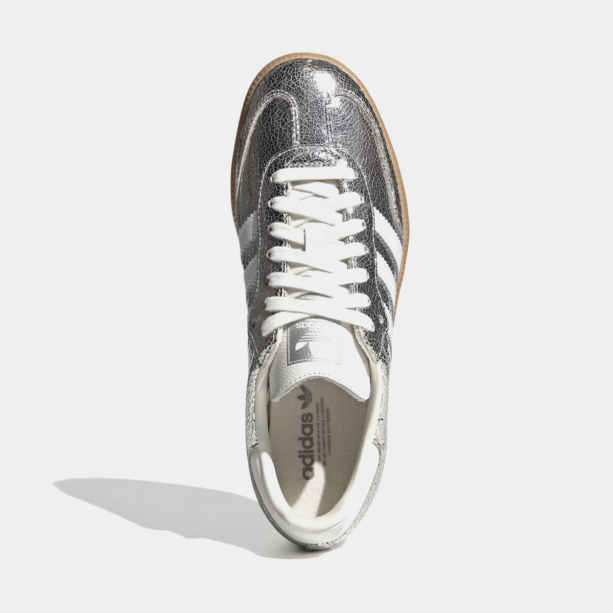 Exclusive Samba OG Womens Lifestyle Shoes (Silver Metallic/Cloud White/Core White) — 5 — Side View