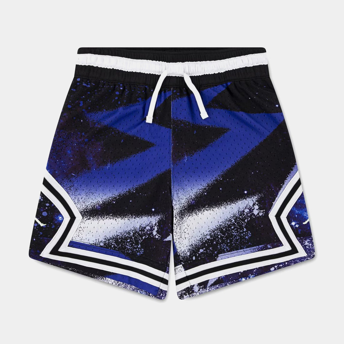 Exclusive Dri Fit All Over Print Galaxy Diamond Grade School Shorts (Black/Purple) — S — Front View