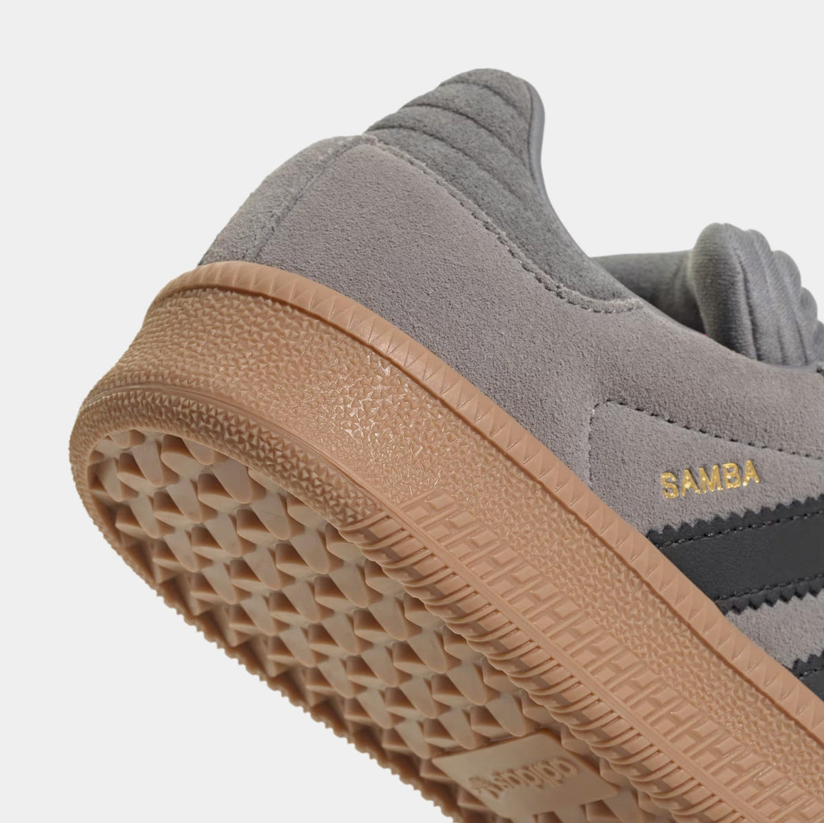 Exclusive Samba XLG Grade School Lifestyle Shoes (Grey Three/Core Black/Gum) — 3.5Y — Detail View