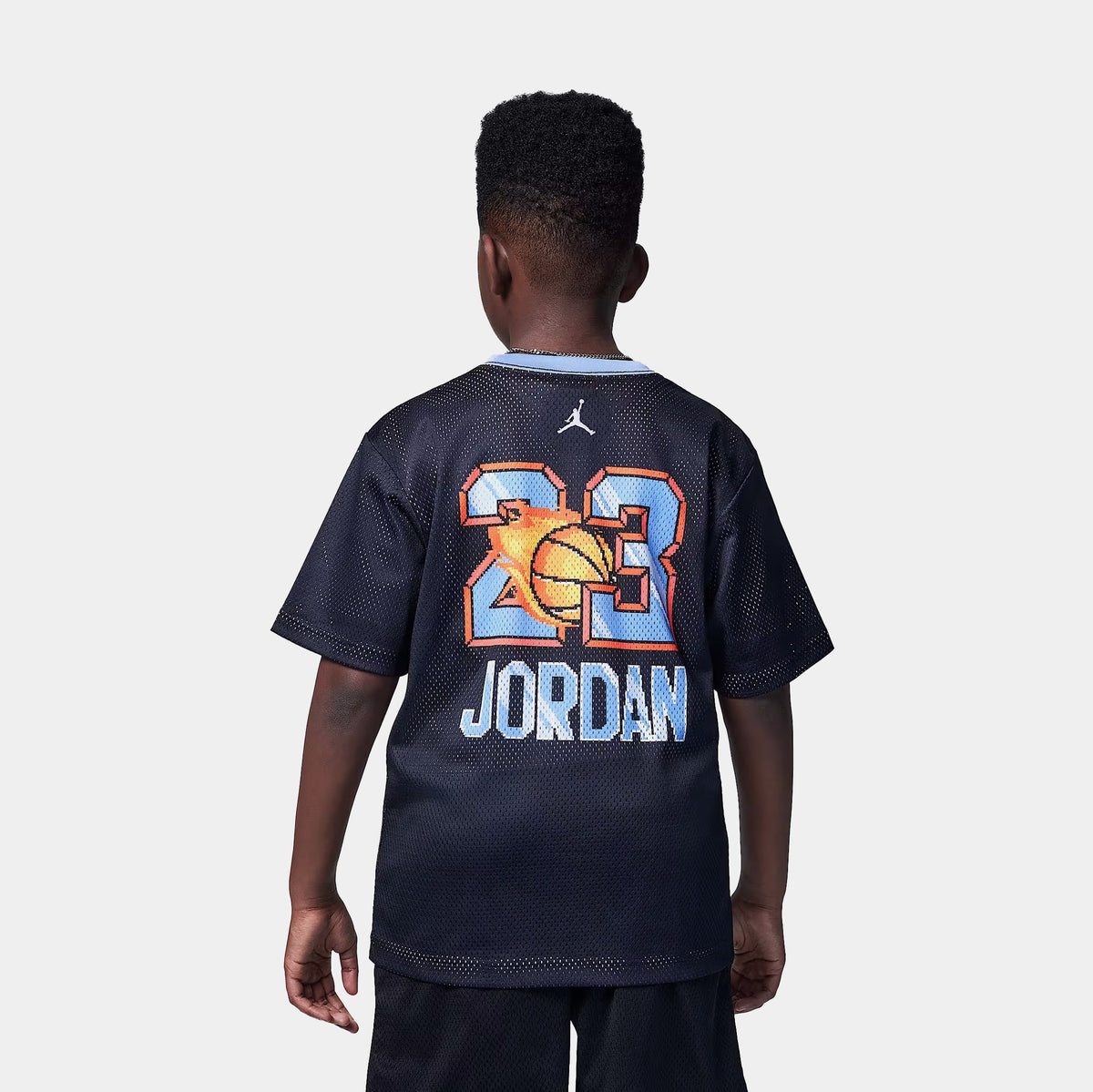 Exclusive Customized Air Grade School Jersey (Black/Blue) — S — Side View