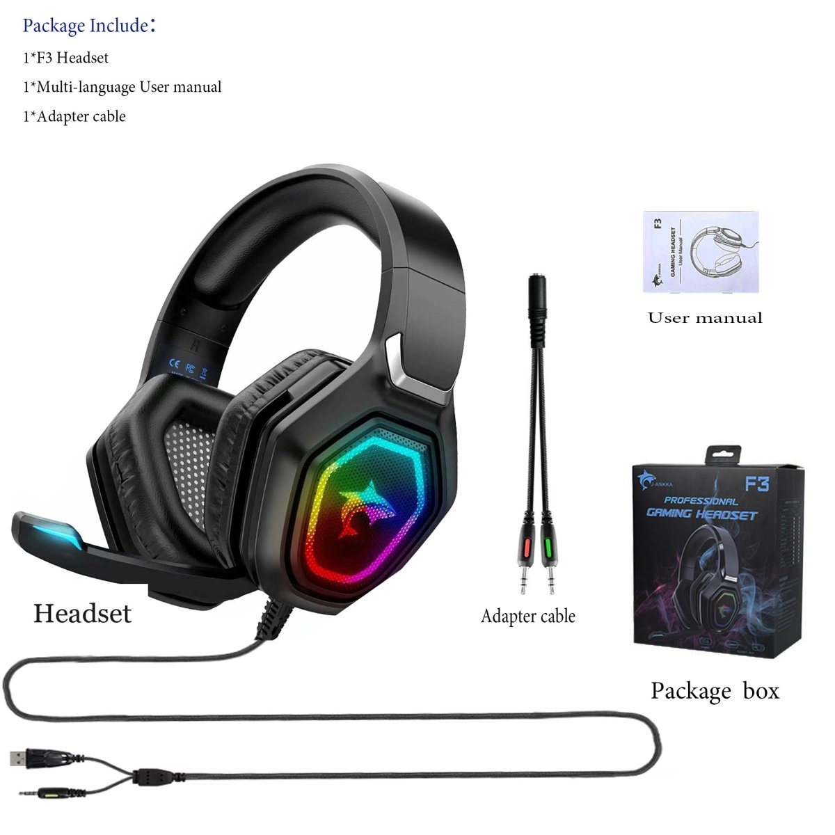 Exclusive Computer Gaming Headset With Microphone — Black — Detail View