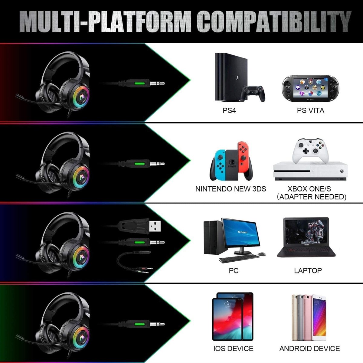 Exclusive Computer Gaming Headset With Microphone — Black — Lifestyle View