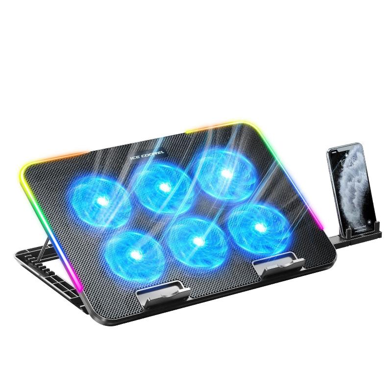 Exclusive Core Ice Laptop Radiator — Black Colorful Version — Front View