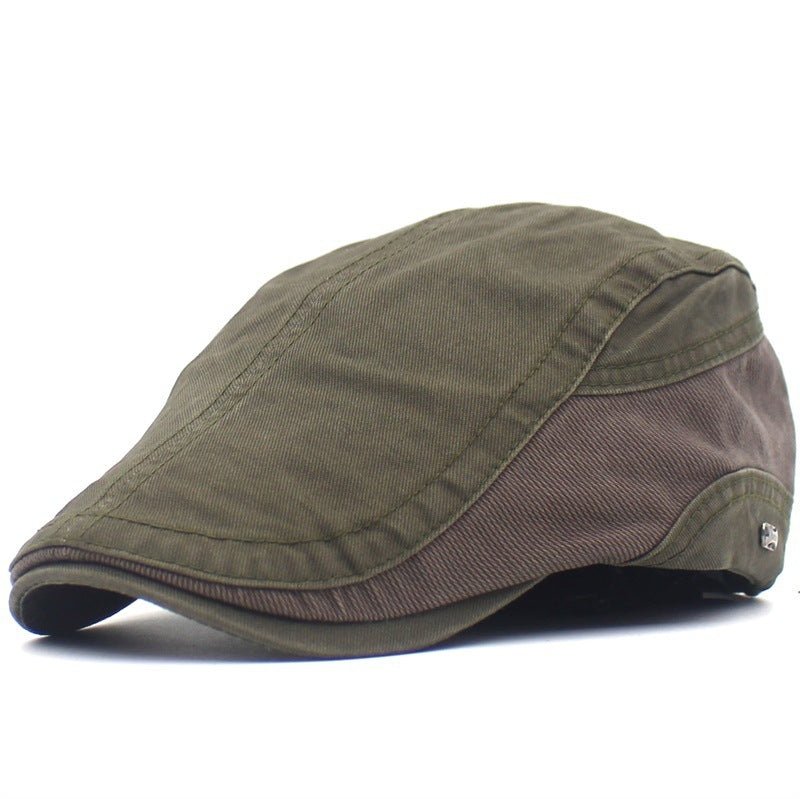 Exclusive Cotton Beret Outdoor Sun Hat — Green — Size M — Side View