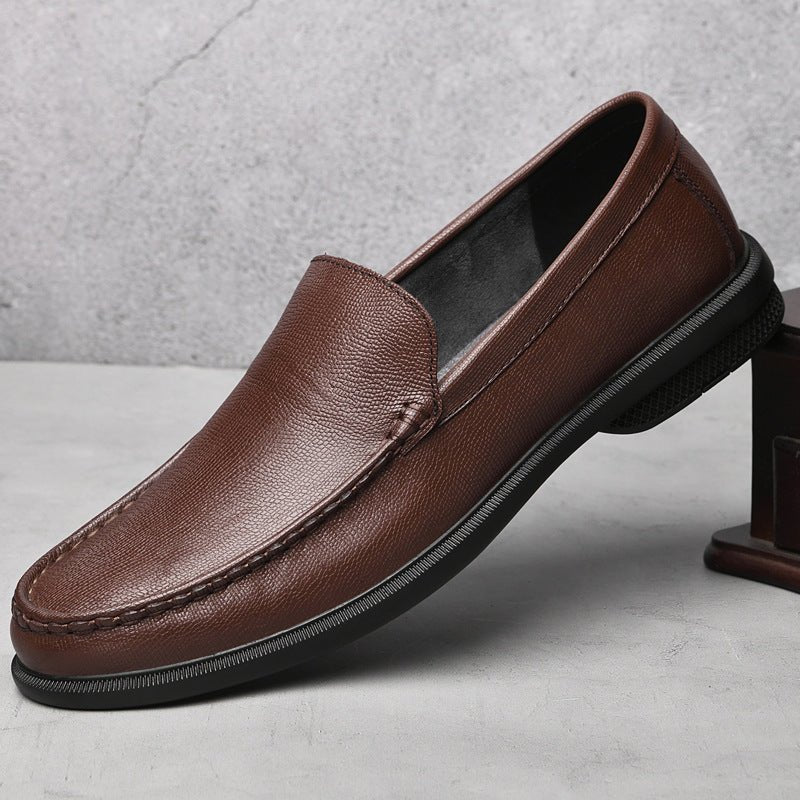 Exclusive Cowhide Embossed Business Leisure Slip On — Black — Size 37 — Lifestyle View