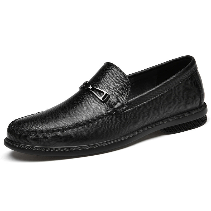 Exclusive Cowhide Embossed Business Leisure Slip On — Black — Size 37 — Alternate View 7