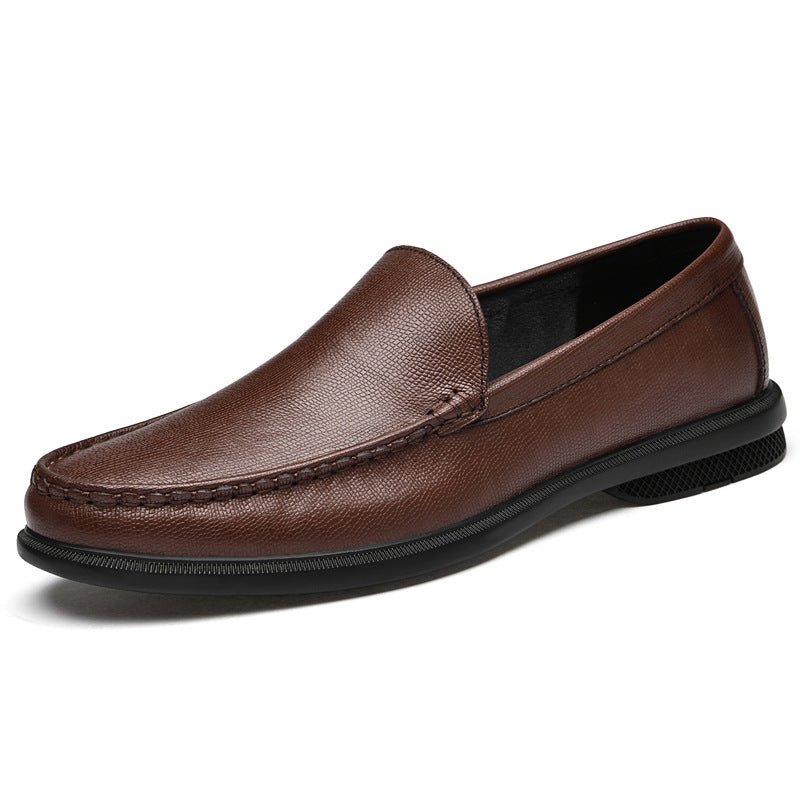 Exclusive Cowhide Embossed Business Leisure Slip On — Black — Size 37 — Top View