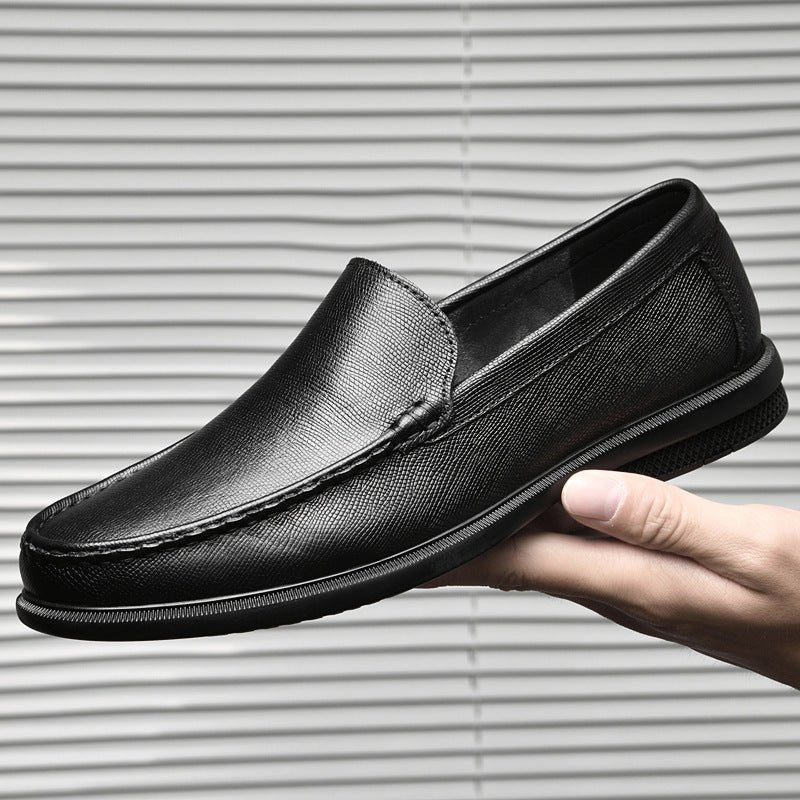 Exclusive Cowhide Embossed Business Leisure Slip On — Black — Size 37 — Detail View