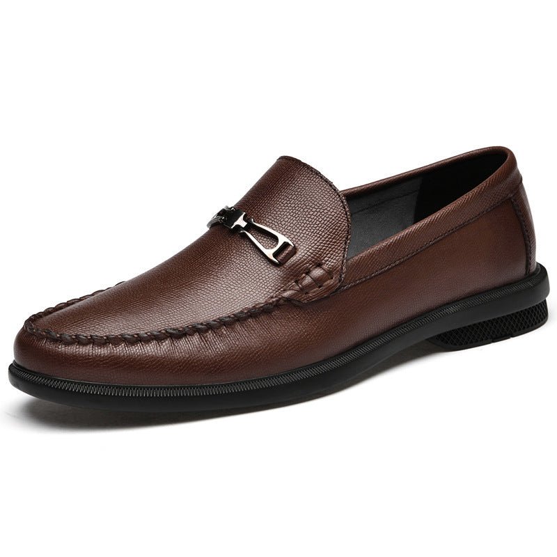 Exclusive Cowhide Embossed Business Leisure Slip On — Black — Size 37 — Alternate View 8