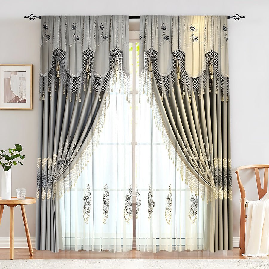 Exclusive Creative Home European Flower Character Curtains — Style1 — Size 75X166CM — Top View