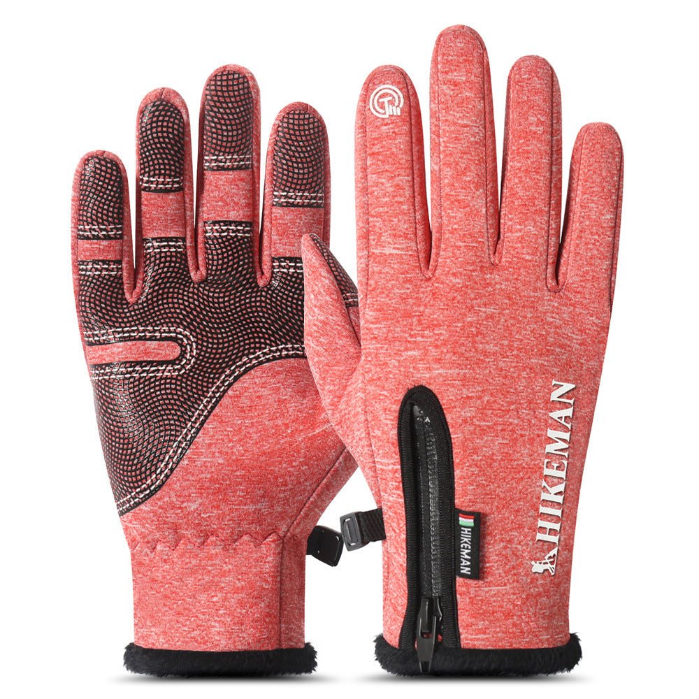 Exclusive Cycling sports full finger zipper silicone gloves — Black — Size L — Side View
