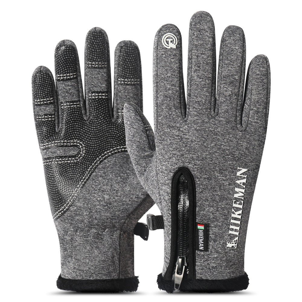 Exclusive Cycling sports full finger zipper silicone gloves — Black — Size L — Detail View