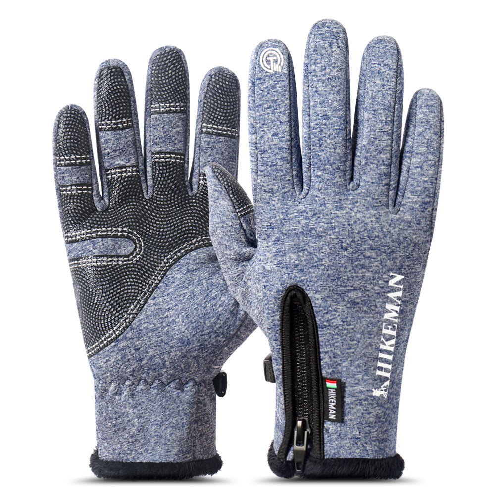 Exclusive Cycling sports full finger zipper silicone gloves — Black — Size L — Back View