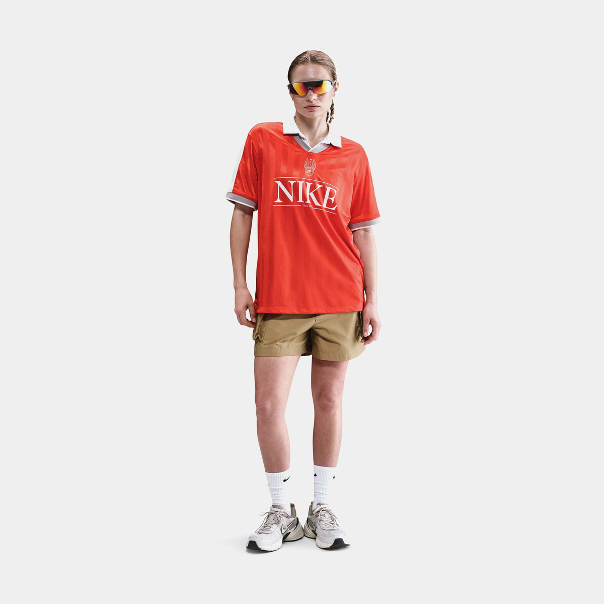 Exclusive NSW V Neck Top Womens Jersey (Picante Red/Sail/Midnight Navy/Sail) — XS — Front View