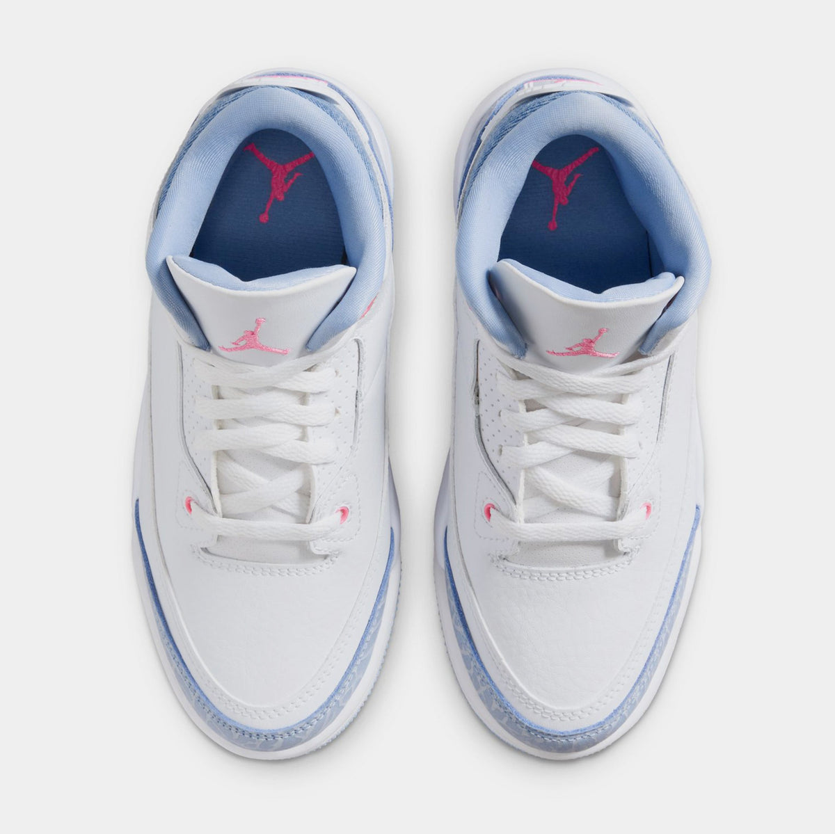 Exclusive Air Jordan 3 Retro Cobalt Bliss Preschool Lifestyle Shoes (White/Cobalt Bliss/Football Grey/Pink Glow) — 10.5C — Side View