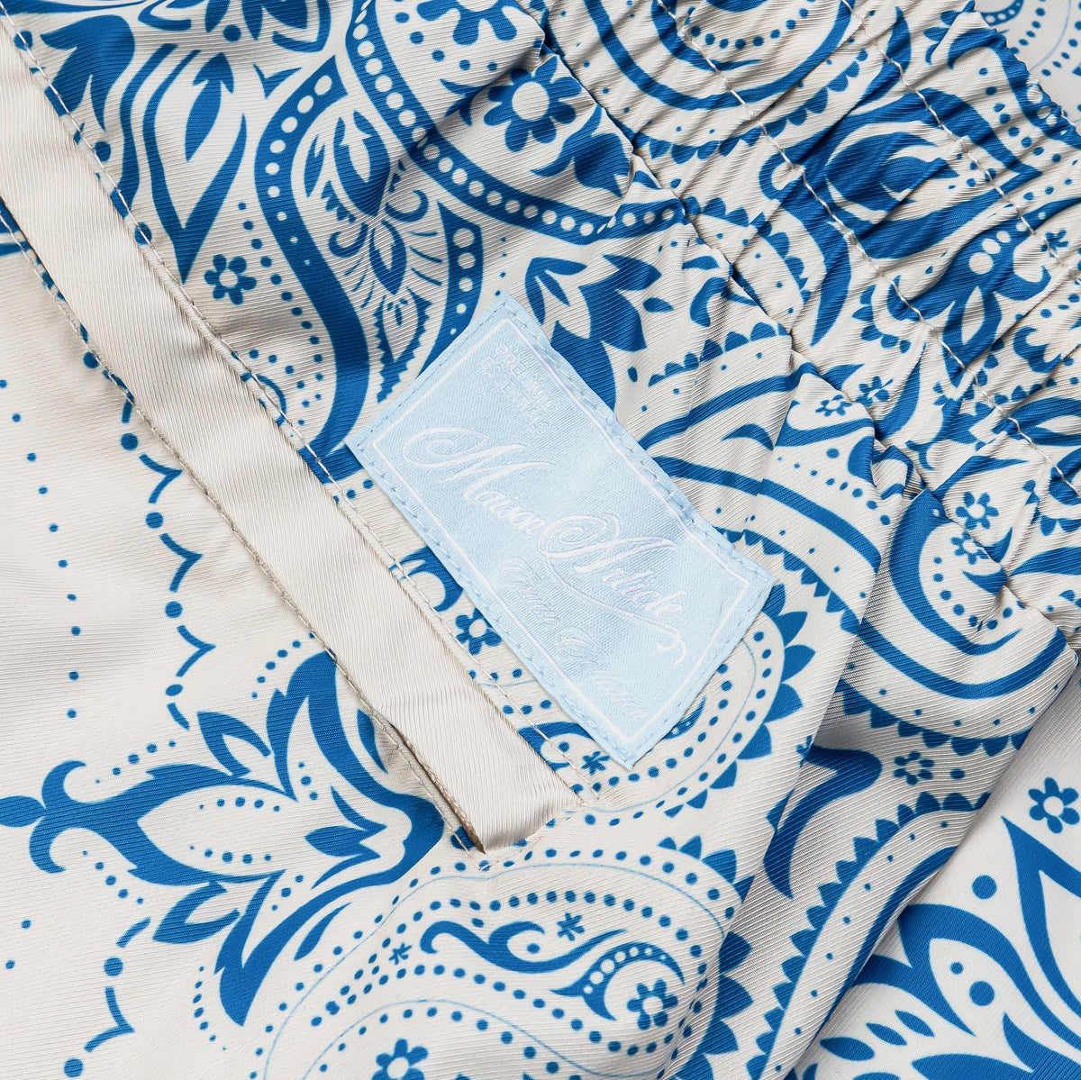 Exclusive Bandana Hybrid Mens Shorts (Blue/Beige) — S — Top View