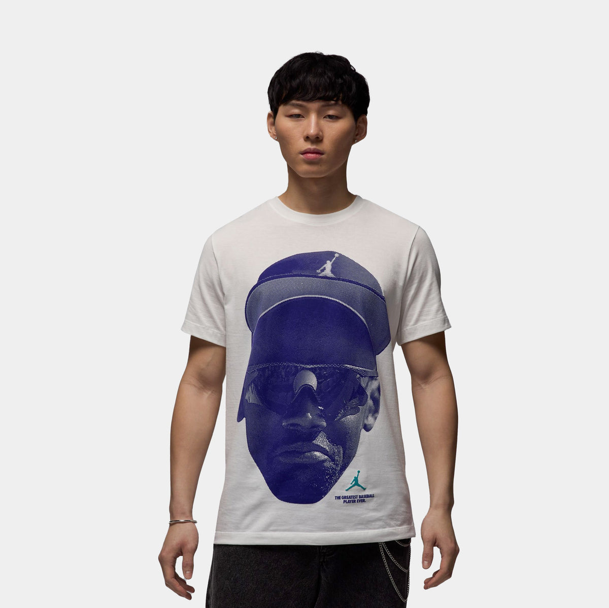 Exclusive Diamond 45 Greatest Baseball Player Mens Short Sleeve Shirt (White) — S — Front View