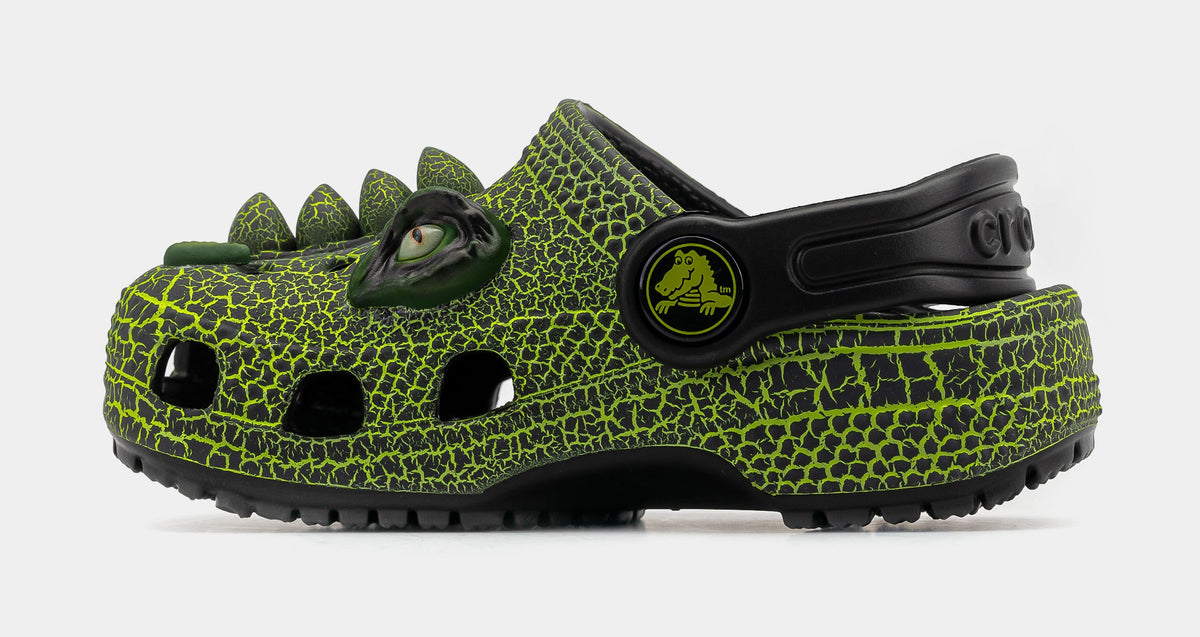 Exclusive I Am Scary Dino Classic Clog Infant Toddler Sandals (Green/Black) — 4C — Back View
