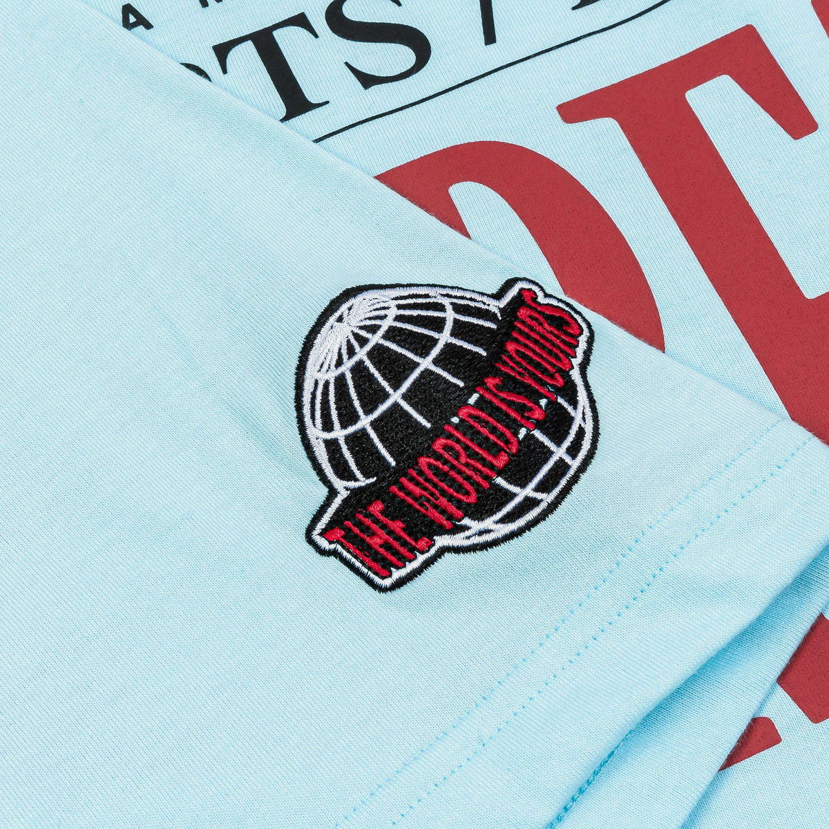 Exclusive SP x Scarface MGMT CO Mens Short Sleeve Shirt (Blue/Red) — S — Top View
