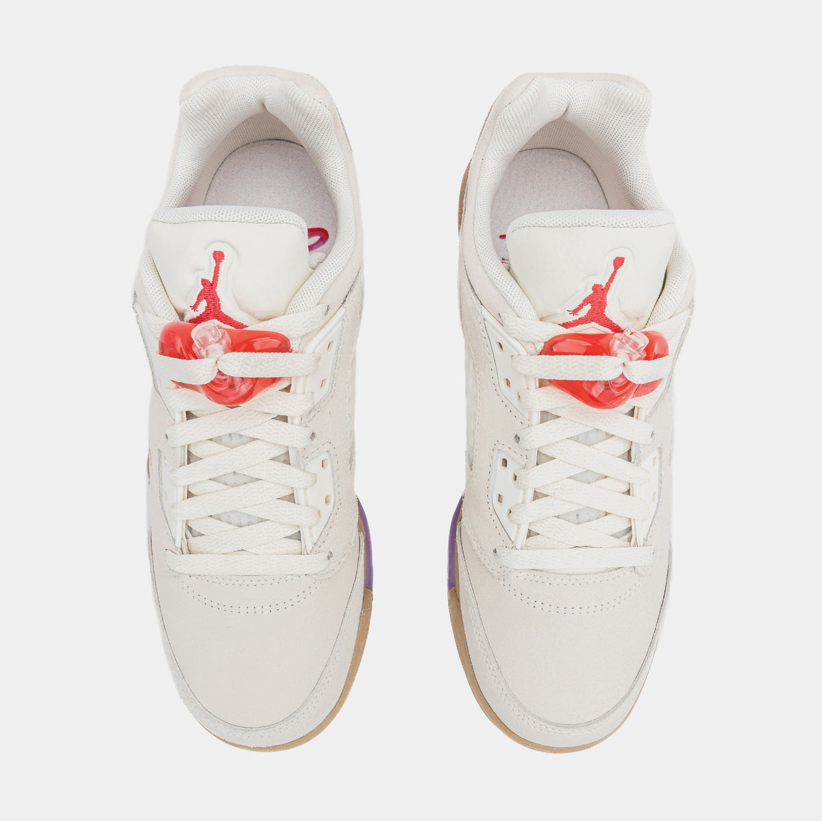 Exclusive Air Jordan 5 Retro Low Grade School Lifestyle Shoes (Pale Ivory/Fusion Red/Desert) — 3.5Y — Side View