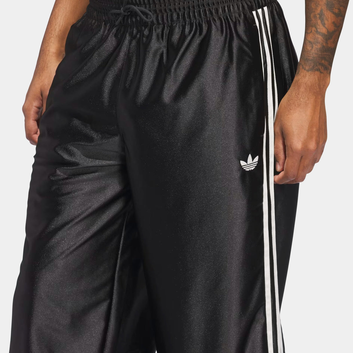 Exclusive Basketball Tear Away Track Mens Pants (Black/Beige) — S — Back View