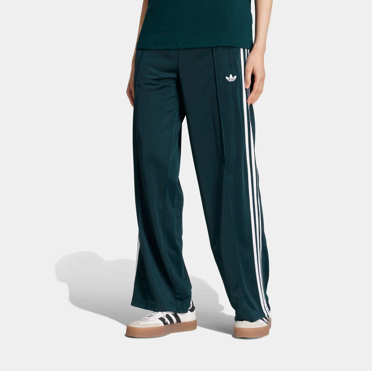 Exclusive Adicolor Classic Firebird Look Track Womens Pants (Aurura Ivy/White) — XS — Front View