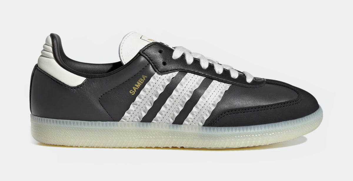 Exclusive Samba OG Ruffled 3 Stripes Womens Lifestyle Shoes (Carbon/Off White/Core Black) — 5 — Front View