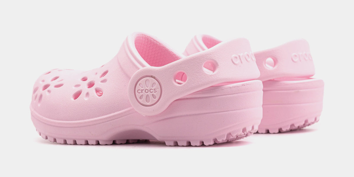 Exclusive Classic Clog Floral Cut Out Infant Toddler Sandals (Pink) — 4C — Detail View