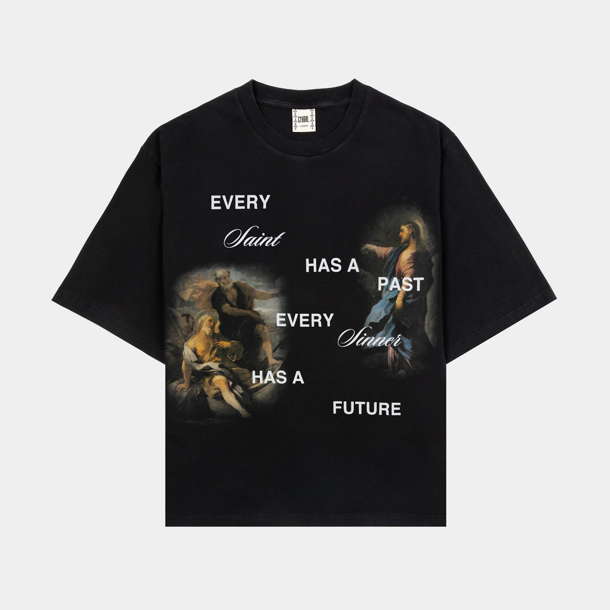 Exclusive The Saint Cropped Mens Short Sleeve Shirt (Black/White) — XS — Front View