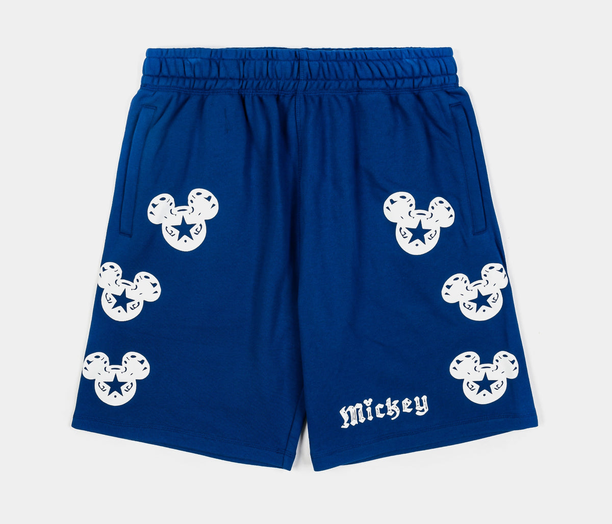 Exclusive Disney Mickey Mouse Real Life By Shoe Palace Star Long Fleece Mens Shorts (Blue/White) — S — Front View