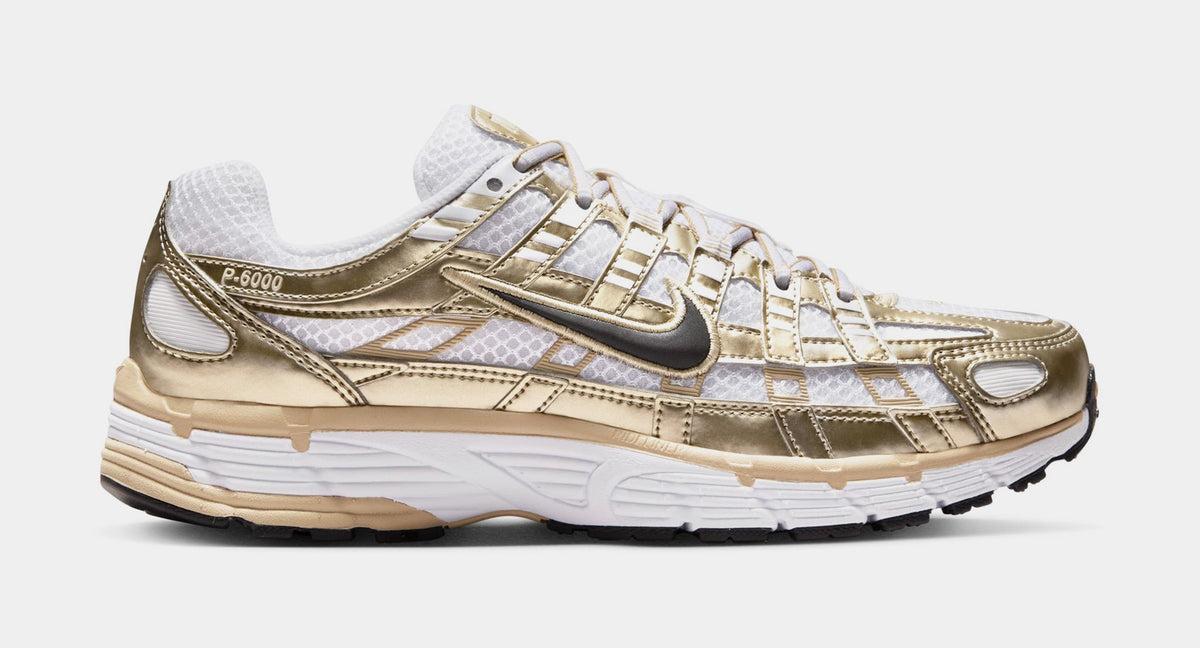 Exclusive P-6000 Womens Running Shoes (White/Grain/Metallic Gold Grain/Black) — 5 — Front View