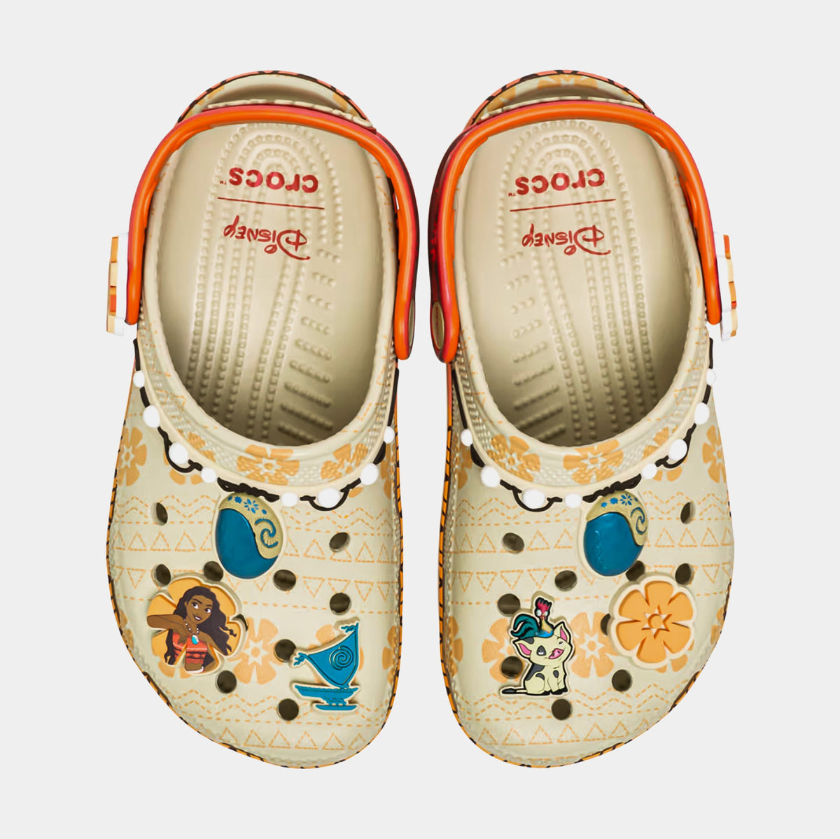 Exclusive Disney Moana Classic Clog Preschool Sandals (Beige/Orange) — 11C — Side View