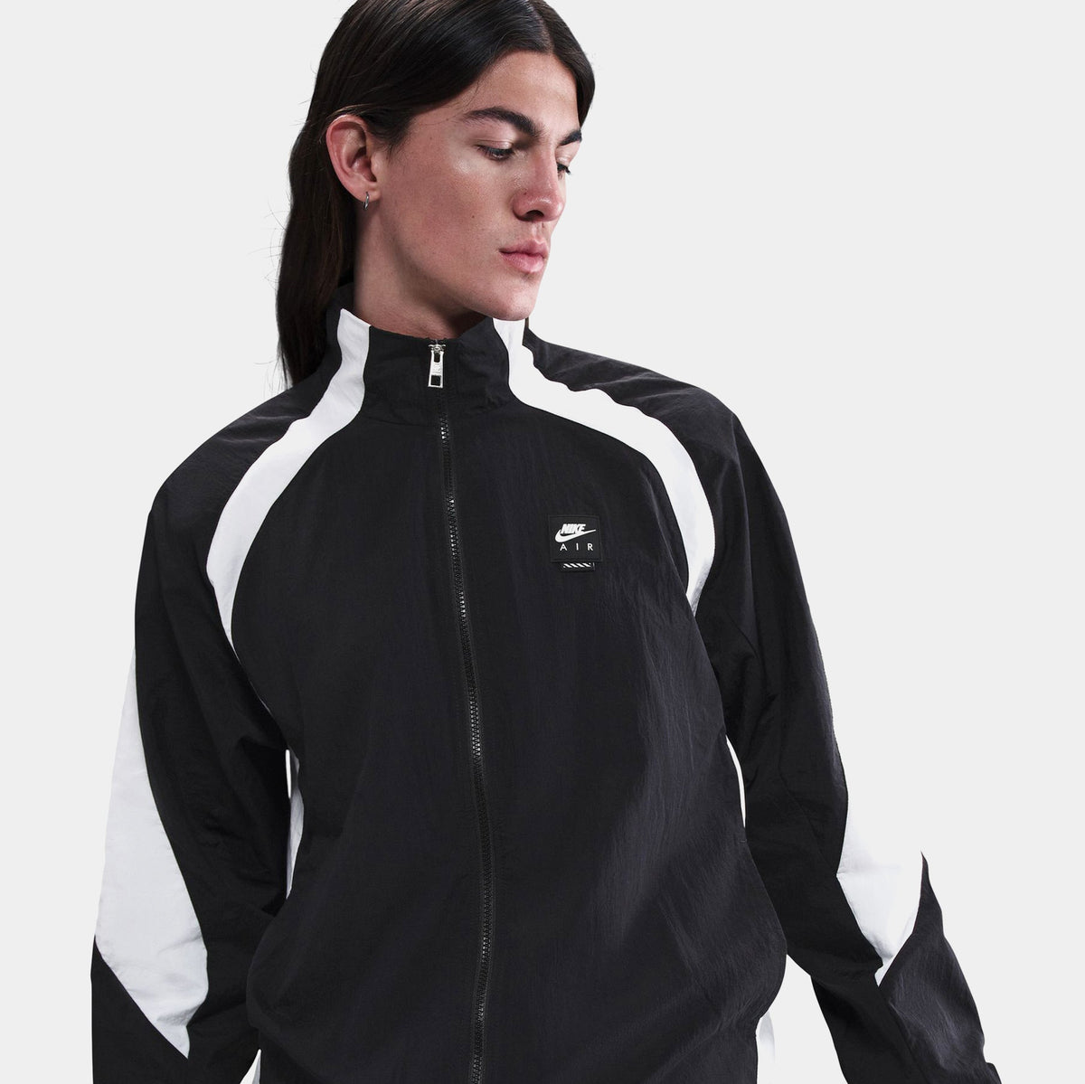 Exclusive NSW Air Woven Track Mens Jacket (Black/White) — S — Back View