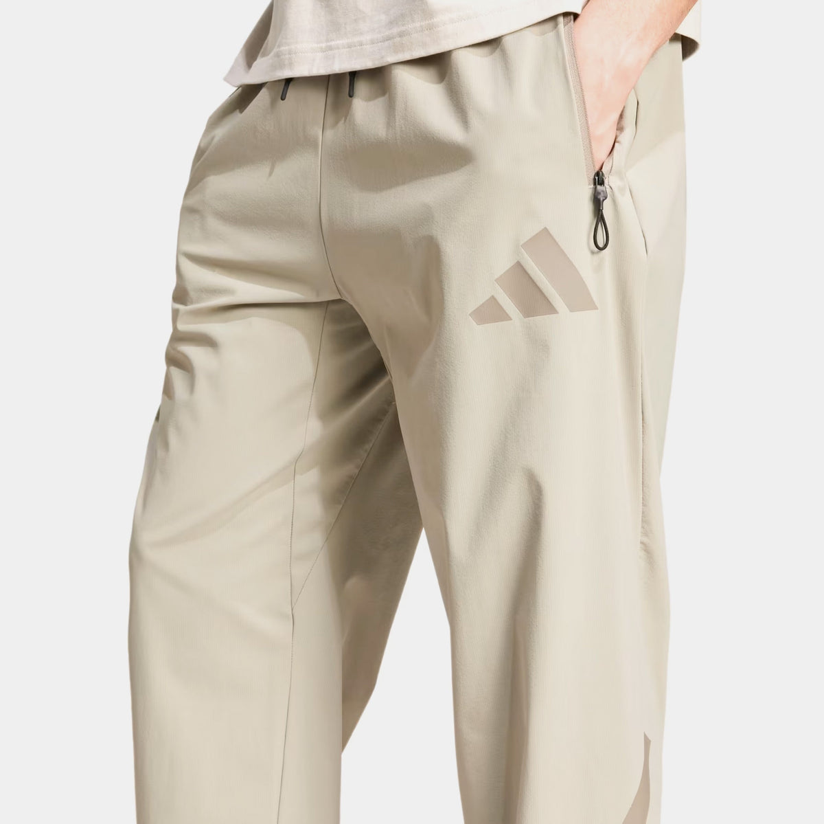 Exclusive Z.N.E Open Hem Woven Mens Pants (Beige) — S — Back View