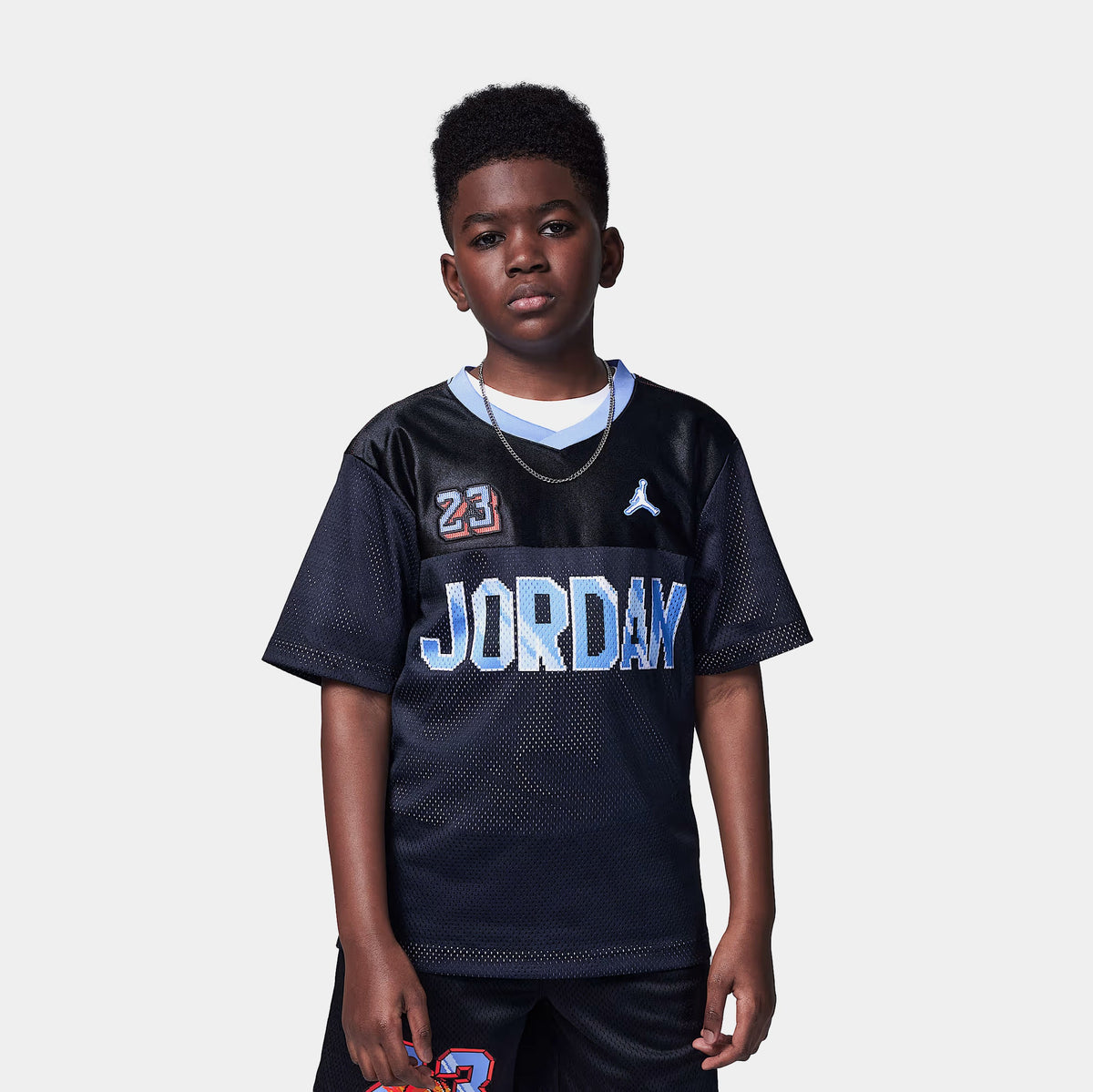 Exclusive Customized Air Grade School Jersey (Black/Blue) — S — Front View
