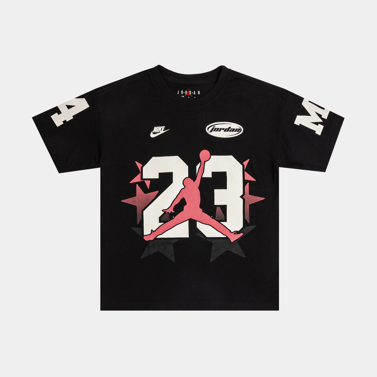 Exclusive 23 Star Jumpman Grade School Short Sleeve Shirt (Black/White) — S — Front View
