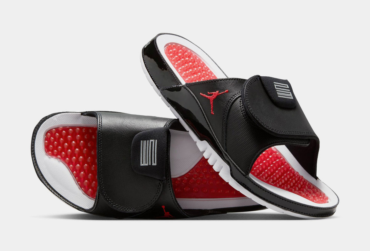 Exclusive Hydro XI Retro Slides Mens Sandals (Black/White/Gym Red) — 7 — Lifestyle View
