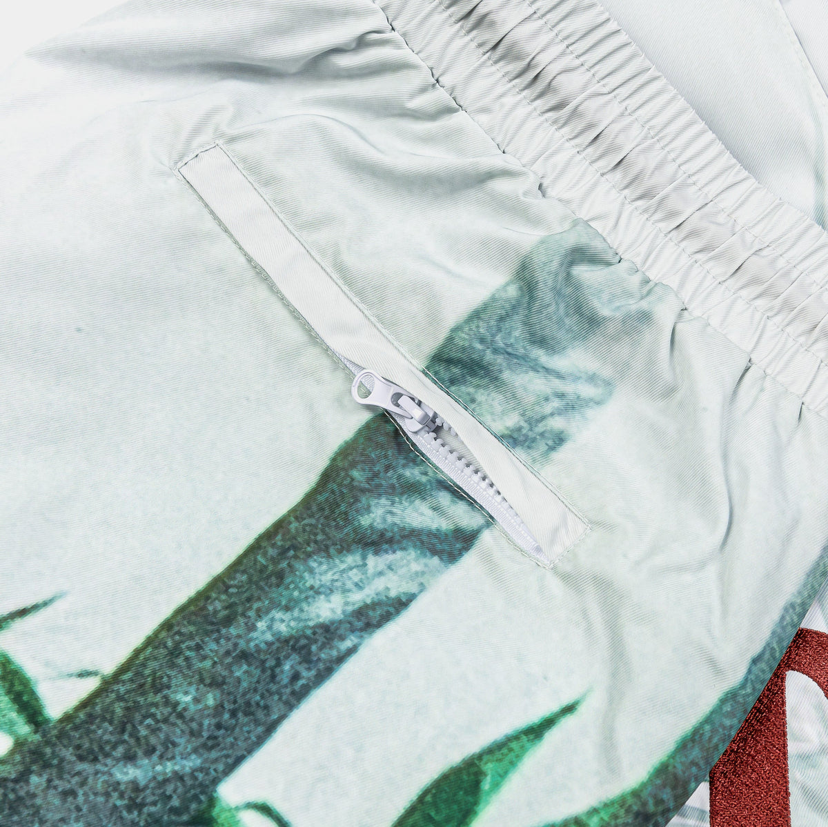 Exclusive SP x Scarface Pool Side Hybrid Mens Shorts (White/Green) — S — Top View
