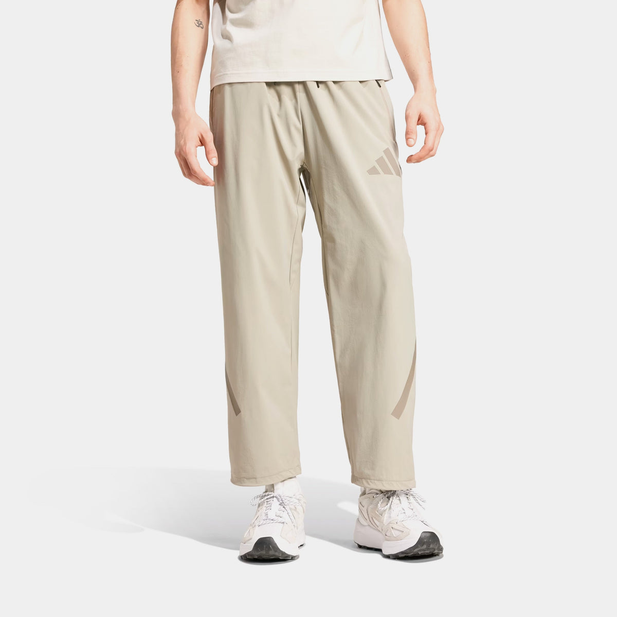 Exclusive Z.N.E Open Hem Woven Mens Pants (Beige) — S — Front View