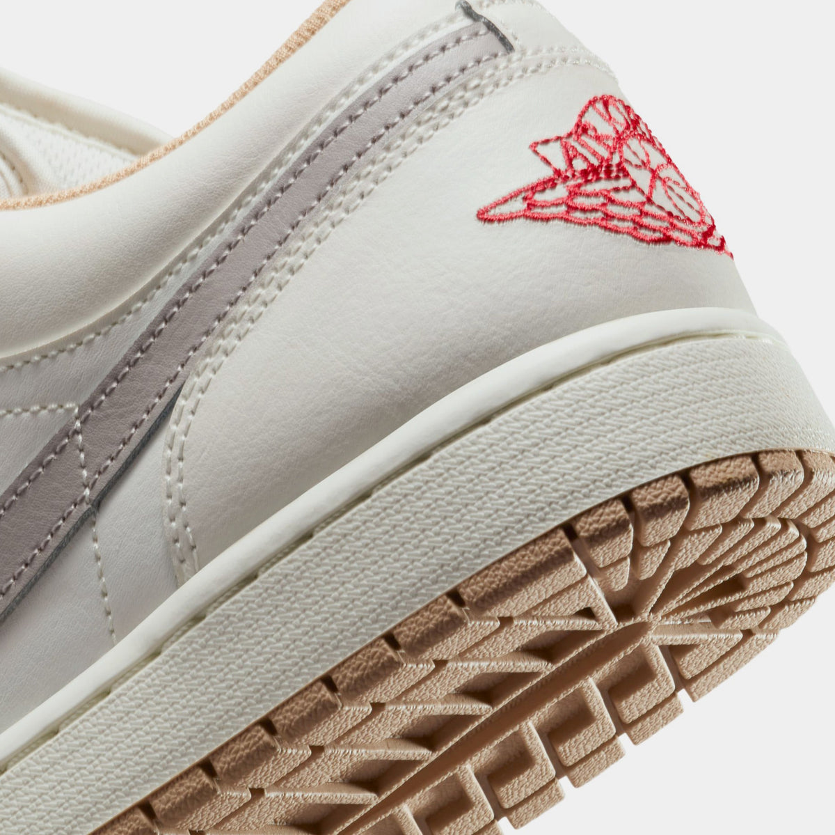 Exclusive Air Jordan 1 Low Mens Lifestyle Shoes (Sail/Fire Red/College Grey/Hemp) — 7 — Lifestyle View
