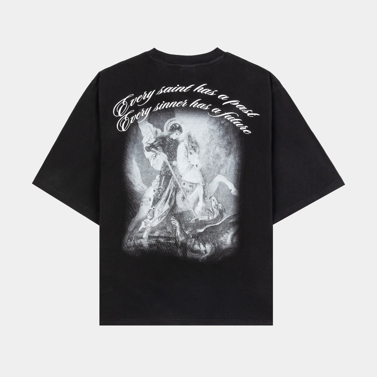 Exclusive Saint Michael Mens Short Sleeve Shirt (Black) — S — Side View