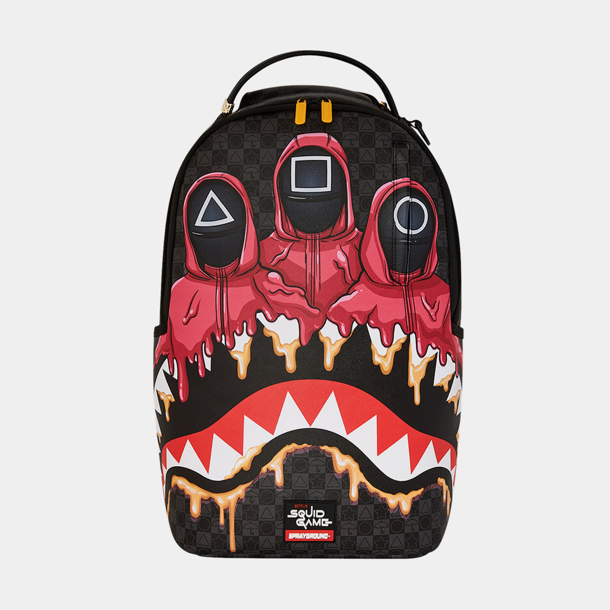 Exclusive Squid Game Henchmen Mens Backpack (Grey/Red) — OS — Front View