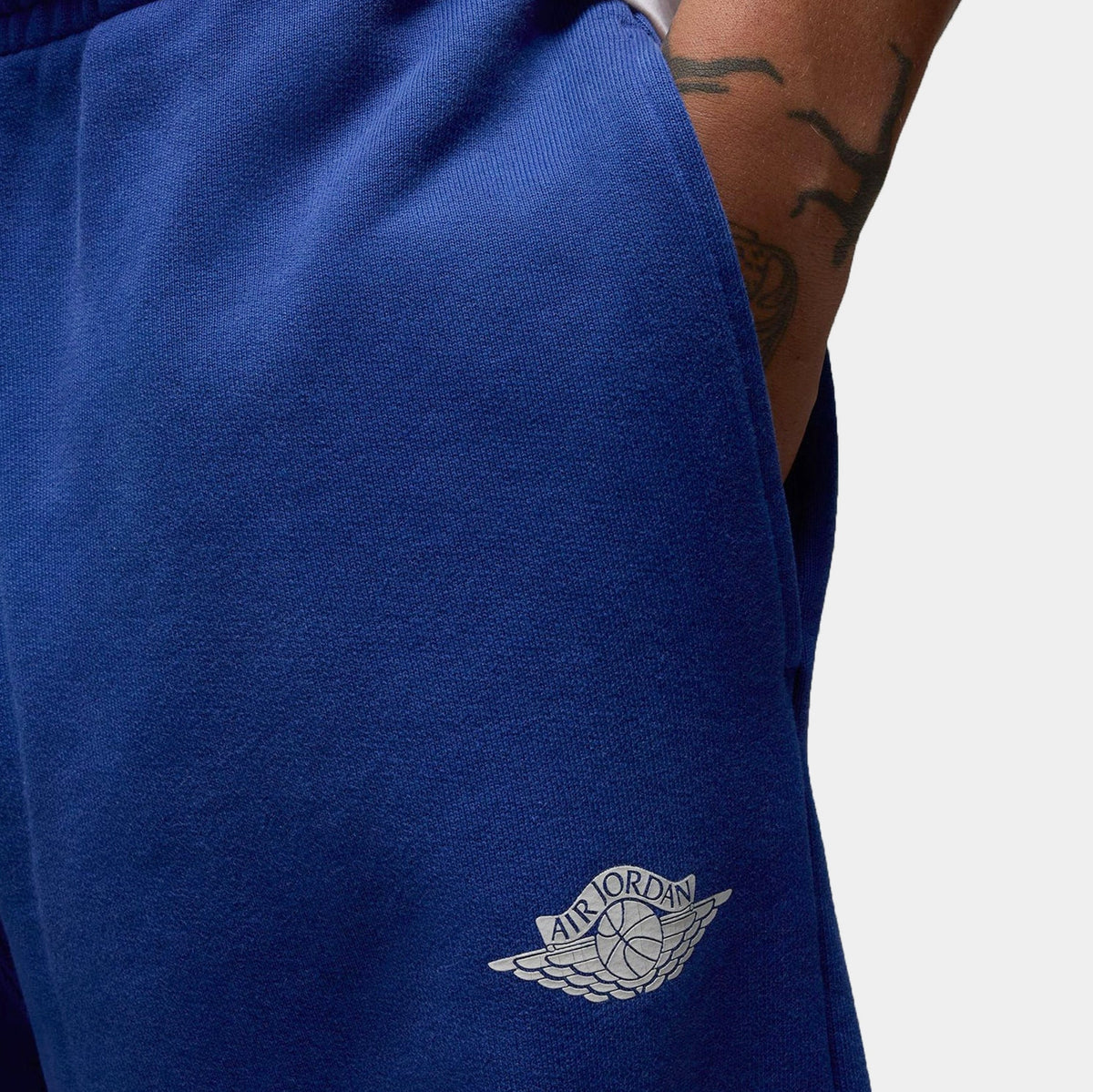 Exclusive JDN Rare Air Fleece Joggers Mens Sweatpants (Navy/White) — S — Side View