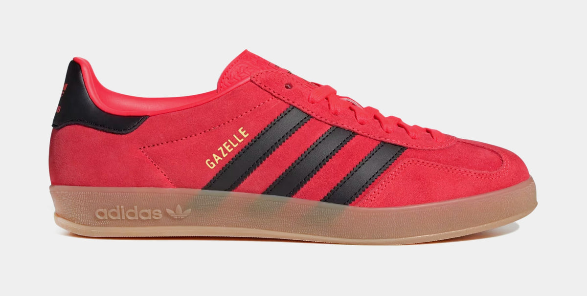 Exclusive Gazelle Indoor Mens Lifestyle Shoes (Lucid Red/Core Black/Gold Metallic) — 4 — Front View